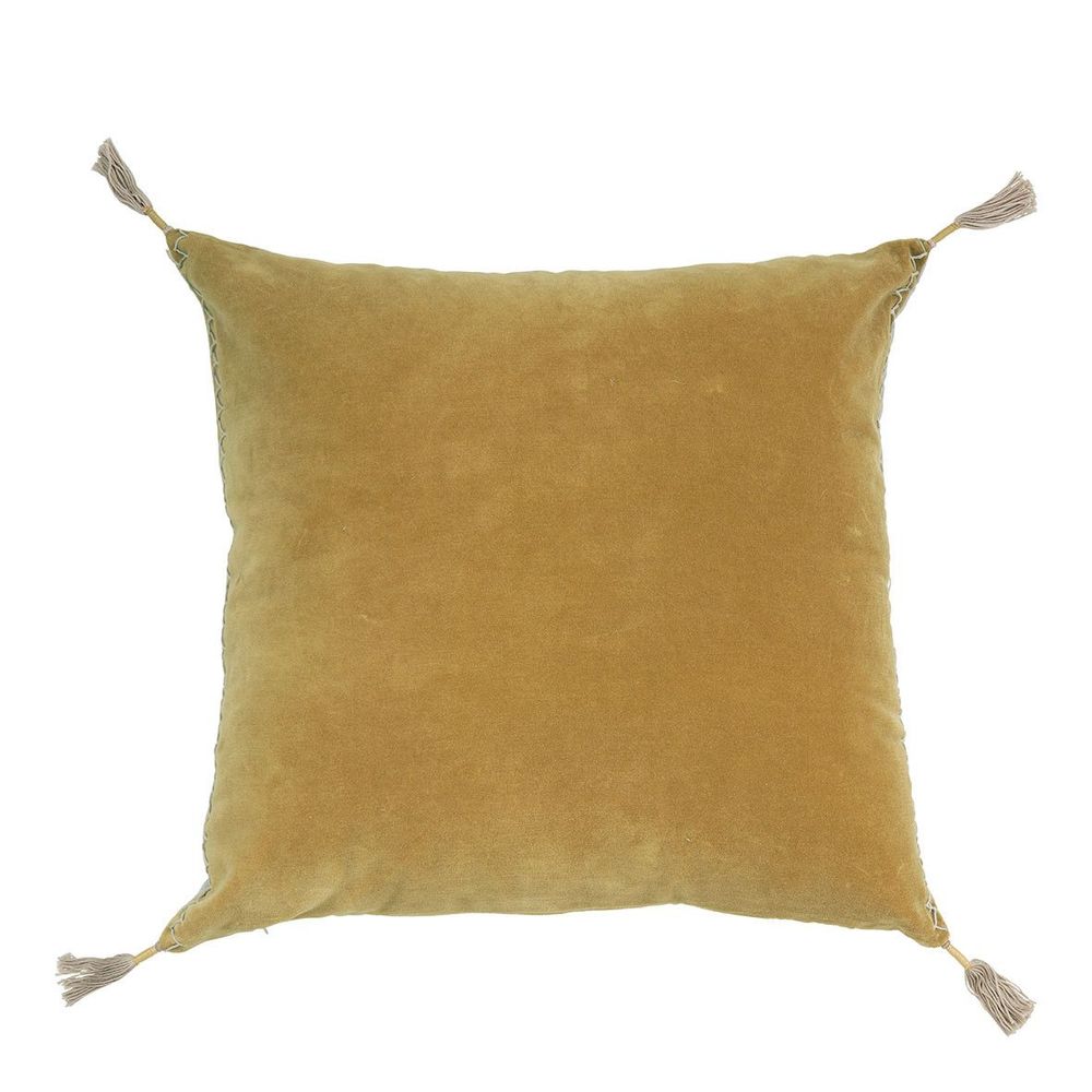 Coussins textile - Housse de coussin MATTEO en velours de coton et lin - Safran - 50 x 50 cm - BLANC D'IVOIRE