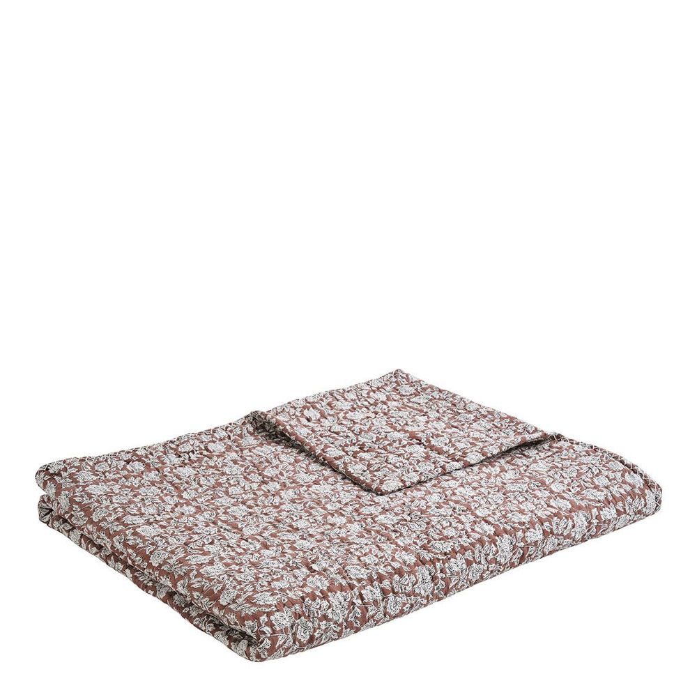 Linge de lit - Couvre-lit EDEN en coton - Terracotta - 230 x 180 cm - BLANC D'IVOIRE