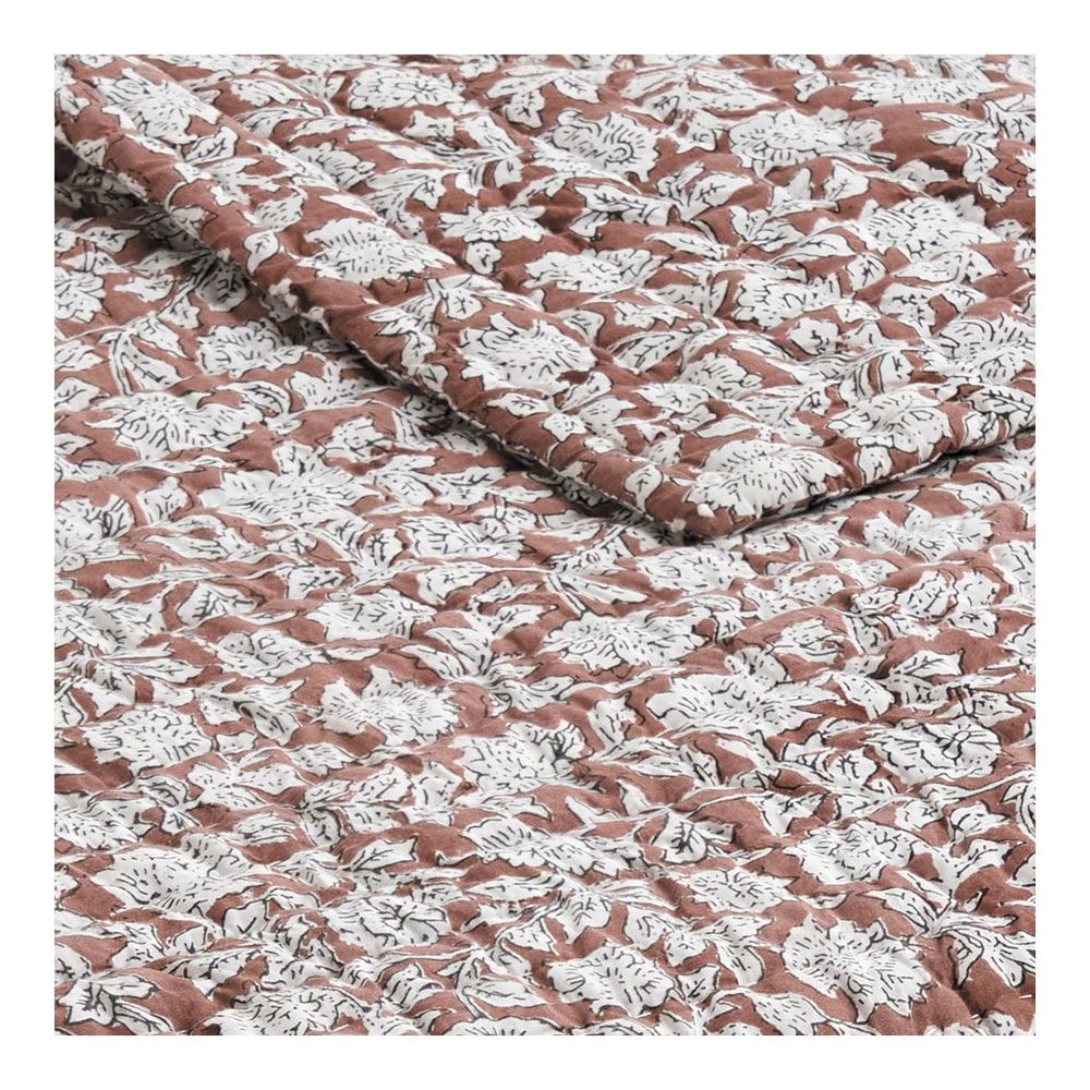 Linge de lit - Couvre-lit EDEN en coton - Terracotta - 230 x 180 cm - BLANC D'IVOIRE