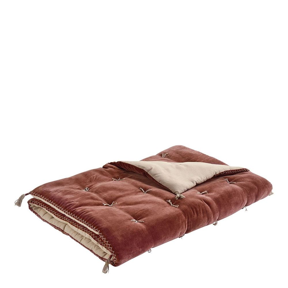 Canapés - Futon MATTEO en velours de coton et lin - Terracotta - 180 x 80 cm - BLANC D'IVOIRE