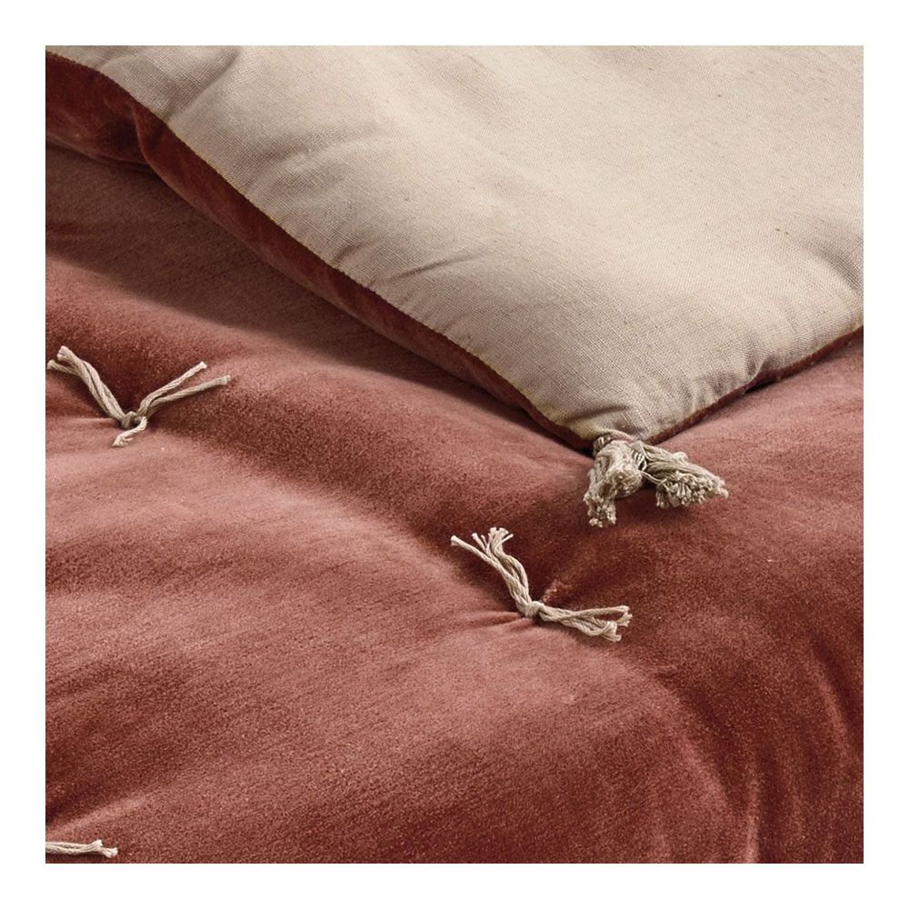 Canapés - Futon MATTEO en velours de coton et lin - Terracotta - 180 x 80 cm - BLANC D'IVOIRE