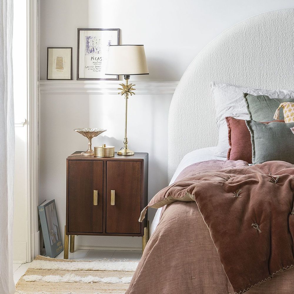 Canapés - Futon MATTEO en velours de coton et lin - Terracotta - 180 x 80 cm - BLANC D'IVOIRE