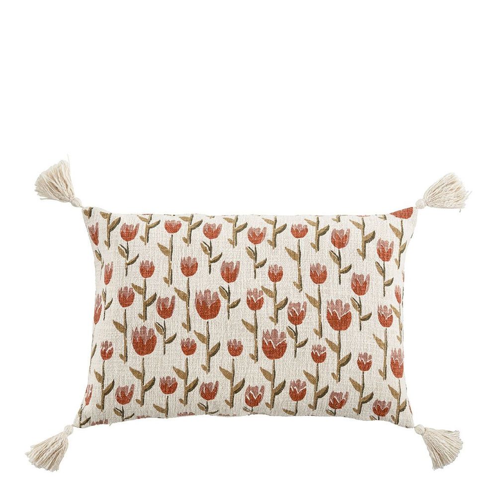 Fabric cushions - TULIPE cushion cover in polycotton - 60 x 40 cm - BLANC D'IVOIRE