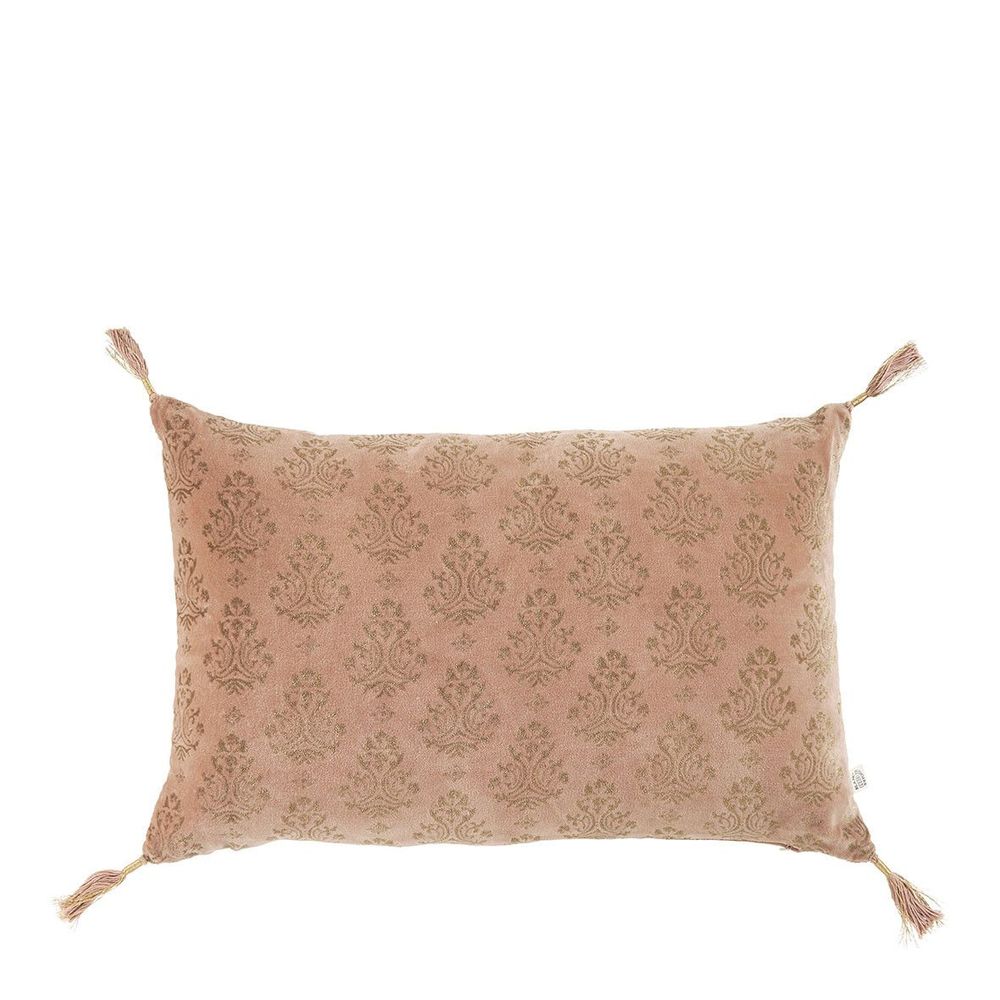Fabric cushions - AURORE velvet cushion cover - Pink and gold - 60 x 40 cm - BLANC D'IVOIRE