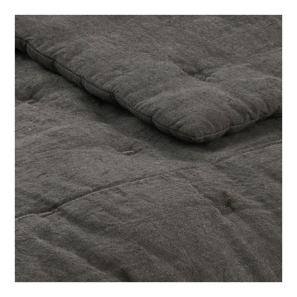 Linge de lit - Couvre-lit CHLOÉ en lin lavé - Gris charbon - 230 x 180 cm - BLANC D'IVOIRE