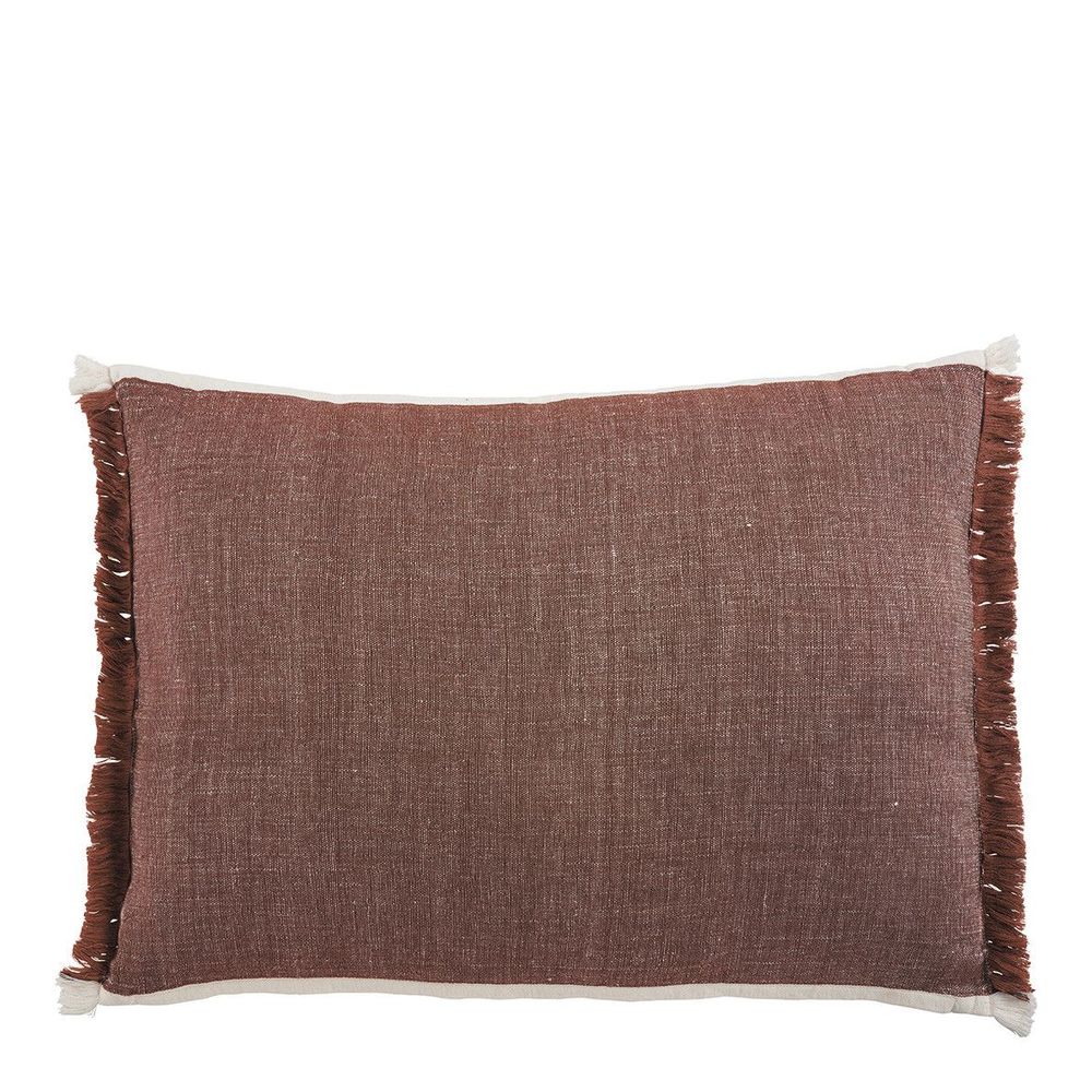 Cushions - ASTRID cotton and linen cushion - Terracotta - BLANC D'IVOIRE