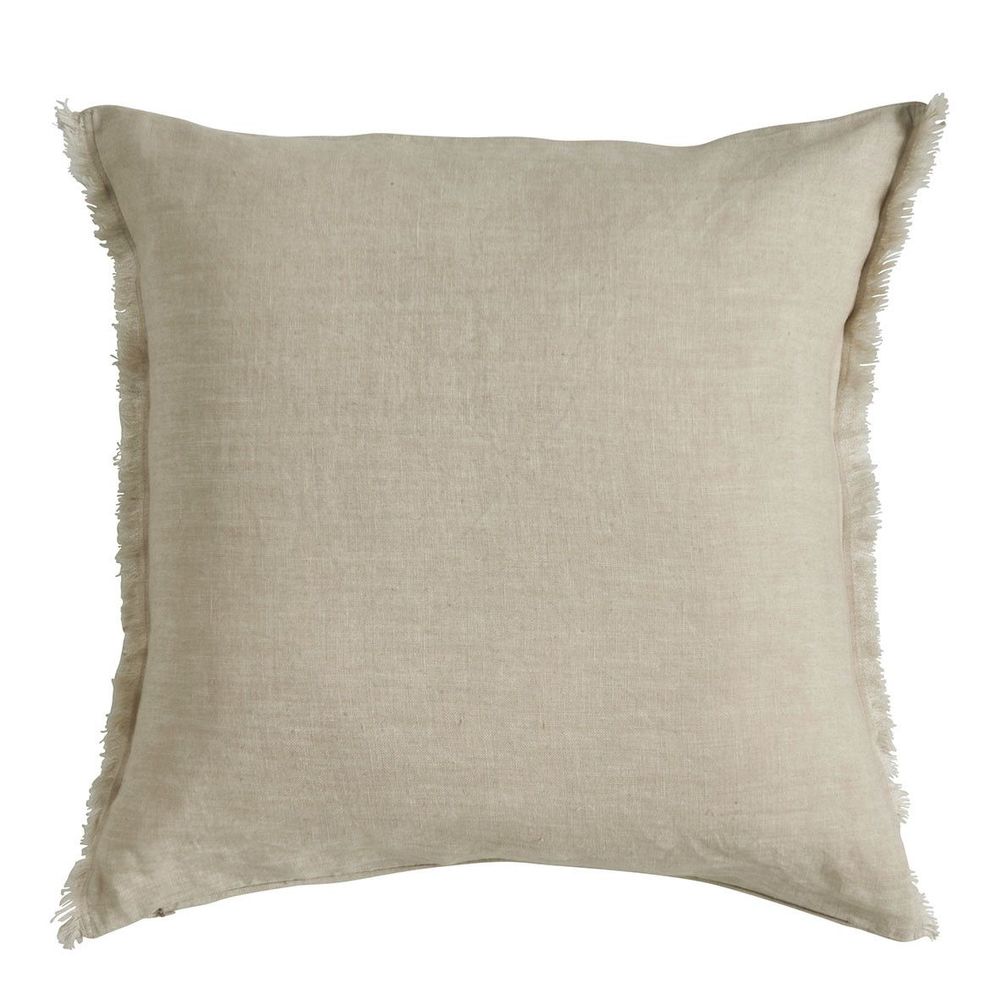 Coussins textile - Housse de coussin CHLOÉ en lin lavé - Naturel - 50 x 50 cm - BLANC D'IVOIRE