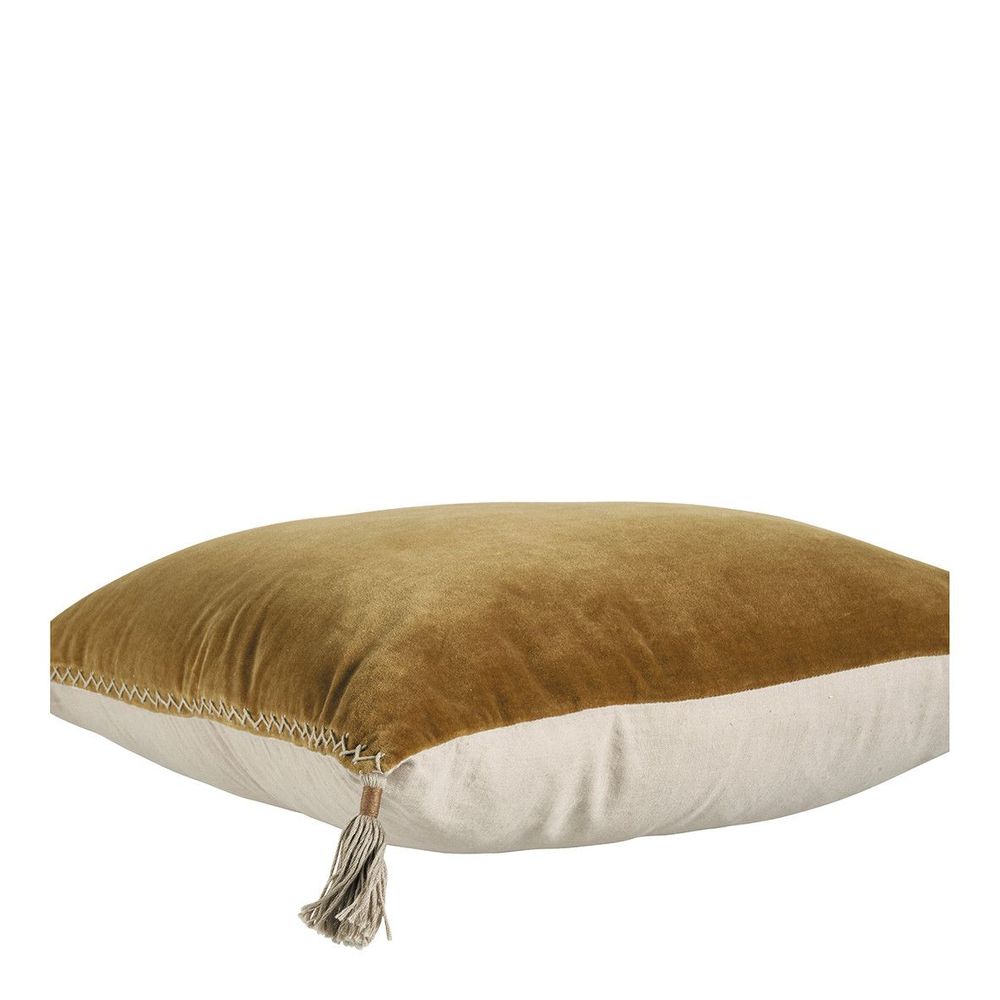 Coussins - Coussin MATTEO velours et lin - Bronze - BLANC D'IVOIRE