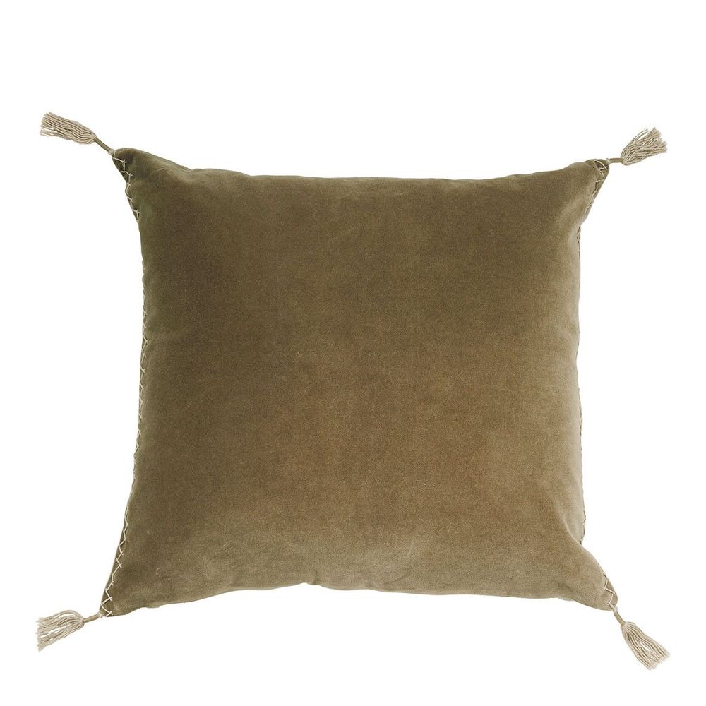 Fabric cushions - MATTEO cushion cover in cotton and linen velvet - Taupe - 50 x 50 cm - BLANC D'IVOIRE