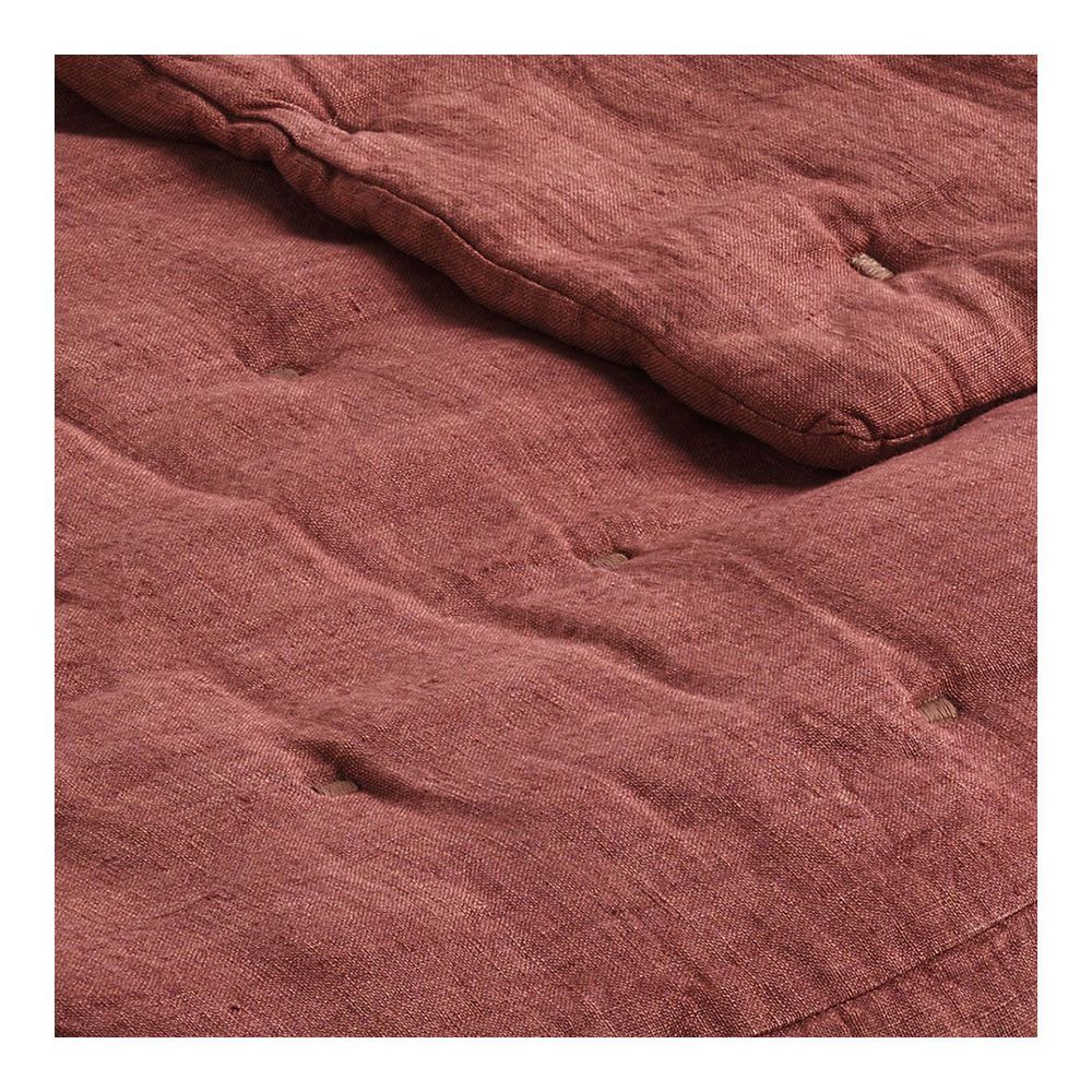 Linge de lit - Couvre-lit CHLOÉ en lin lavé - Terracotta - 230 x 180 cm - BLANC D'IVOIRE