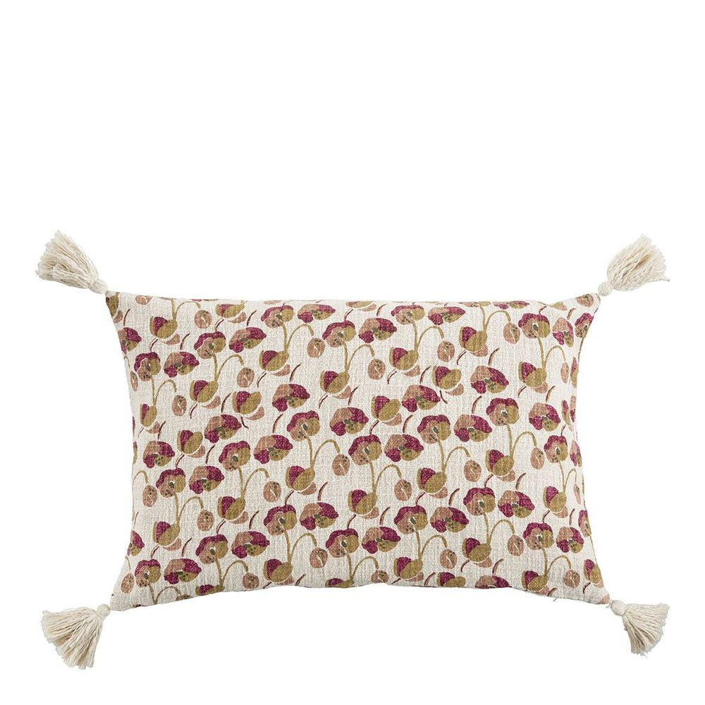 Fabric cushions - POQUELICOT cushion cover in polycotton - 60 x 40 cm - BLANC D'IVOIRE
