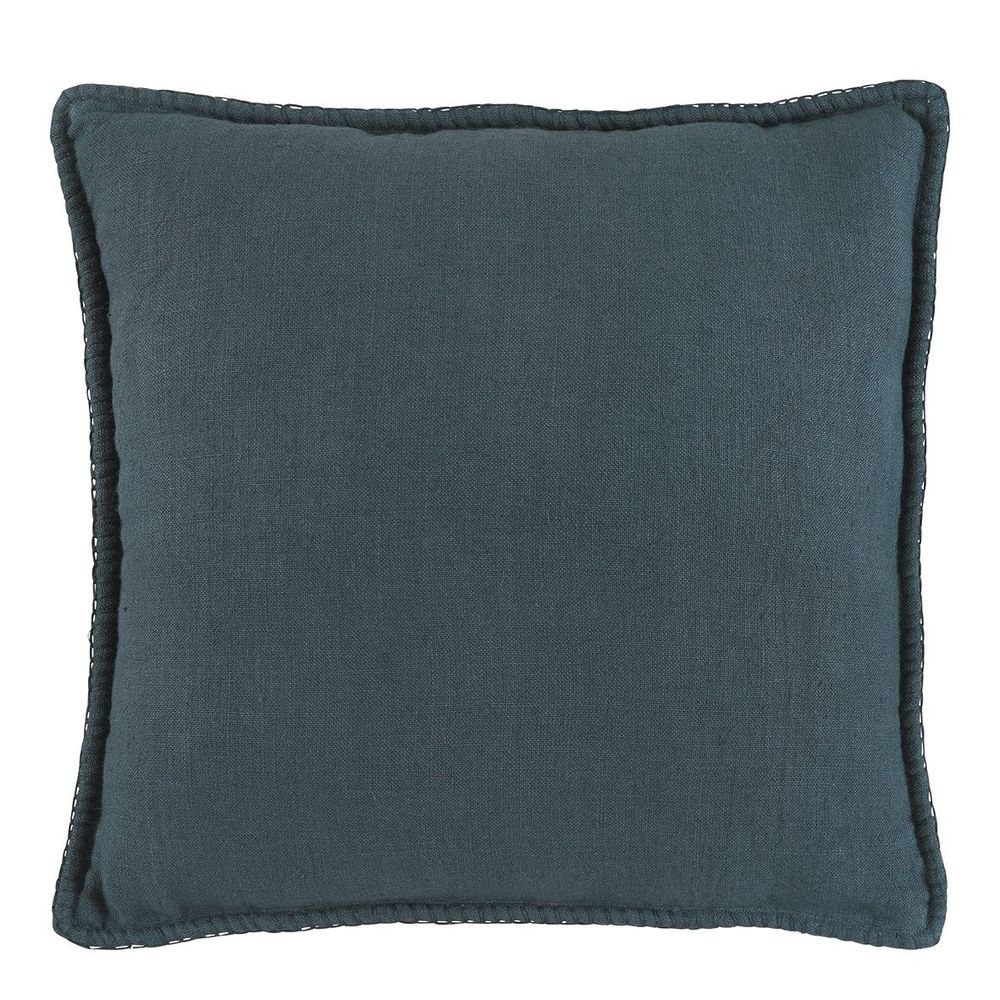 Cushions - LOUISE linen cushion - Petrol - BLANC D'IVOIRE
