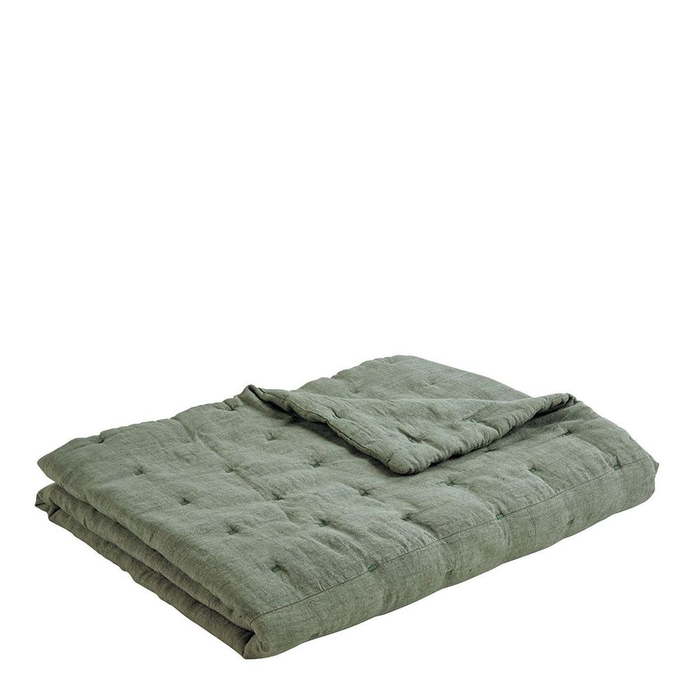 Bed linens - CHLOÉ bedspread in washed linen - Celadon - 230 x 180 cm - BLANC D'IVOIRE