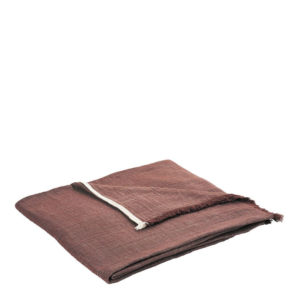 Linge de lit - Couvre-lit ASTRID coton et lin - Terracotta - BLANC D'IVOIRE