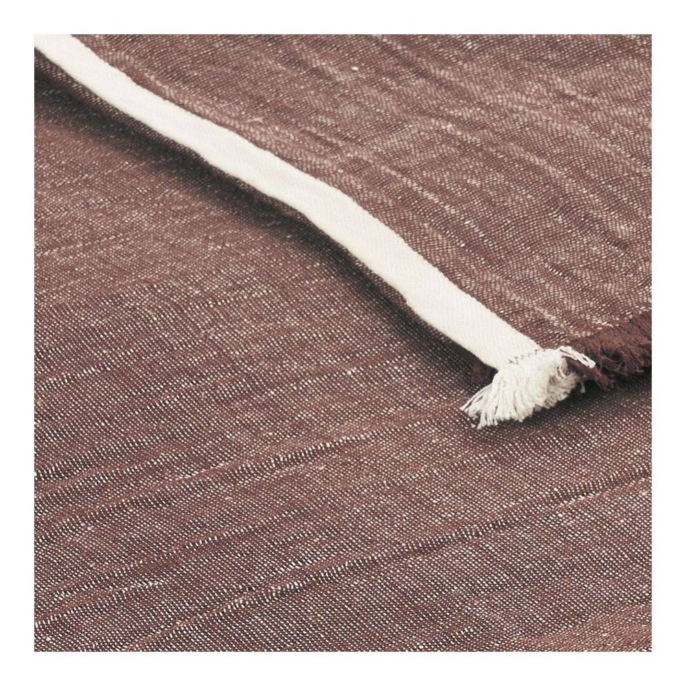 Linge de lit - Couvre-lit ASTRID coton et lin - Terracotta - BLANC D'IVOIRE