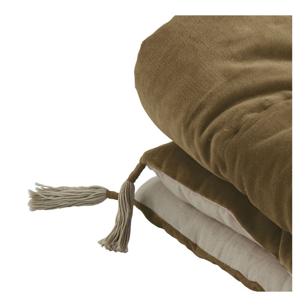 Linge de lit - Courtepointe MATTEO velours et lin - Taupe - BLANC D'IVOIRE