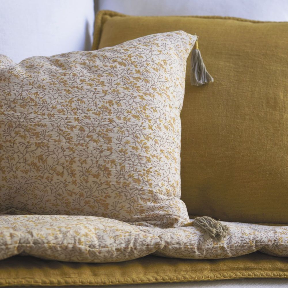Cushions - LOUISE linen cushion - Saffron - BLANC D'IVOIRE
