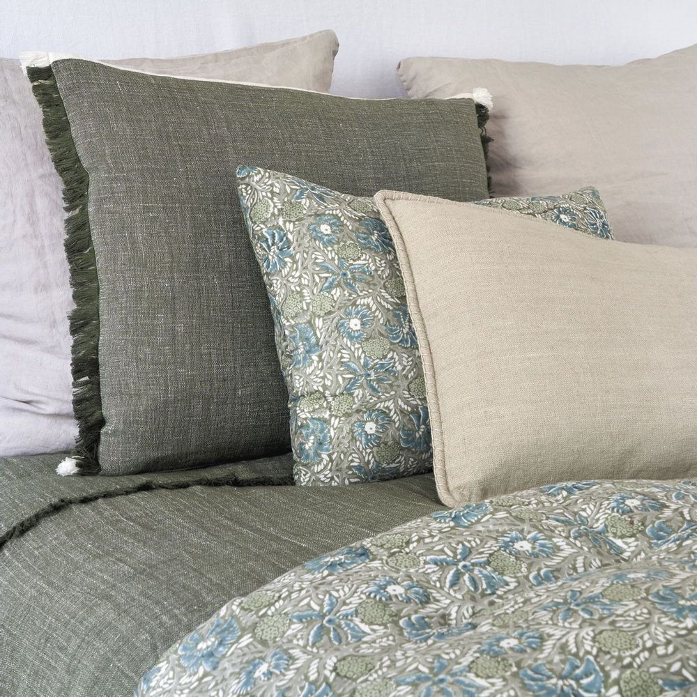Coussins textile - Housse de coussin JUNGLE coton - Mousse - BLANC D'IVOIRE