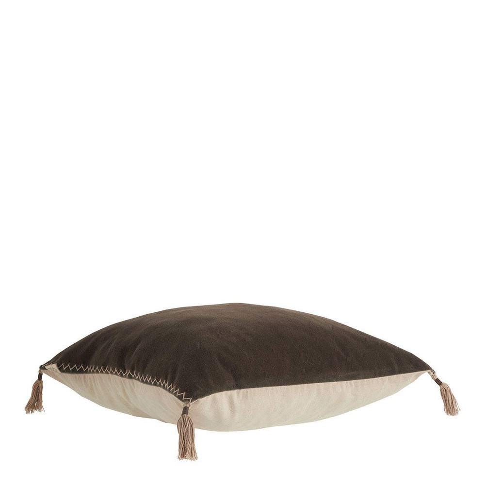 Coussins textile - Housse de coussin MATTEO en velours de coton et lin - Gris charbon - 30 x 40 cm - BLANC D'IVOIRE