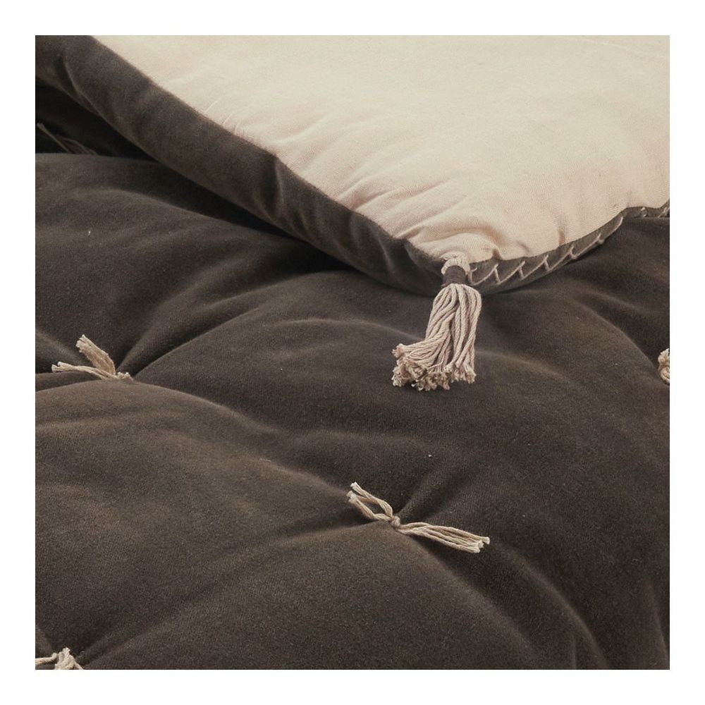Canapés - Futon MATTEO en velours de coton et lin - Gris charbon - 180 x 80 cm - BLANC D'IVOIRE