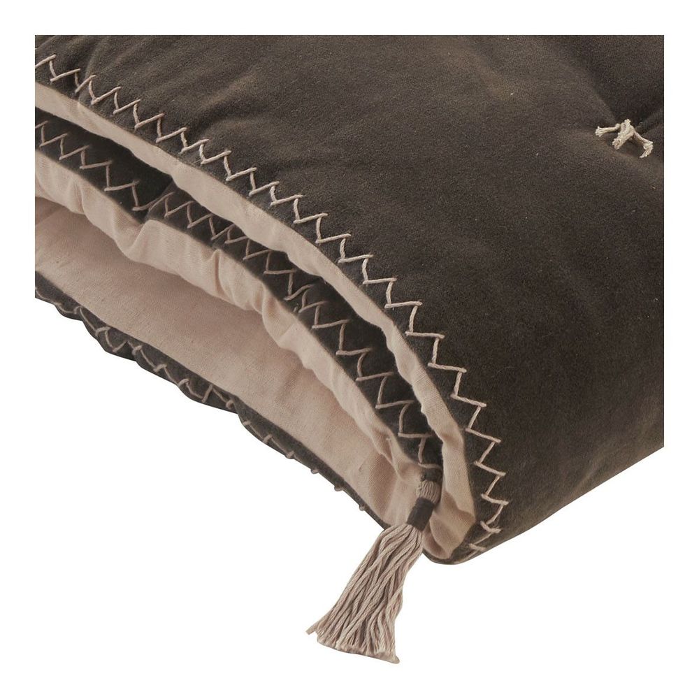 Canapés - Futon MATTEO en velours de coton et lin - Gris charbon - 180 x 80 cm - BLANC D'IVOIRE