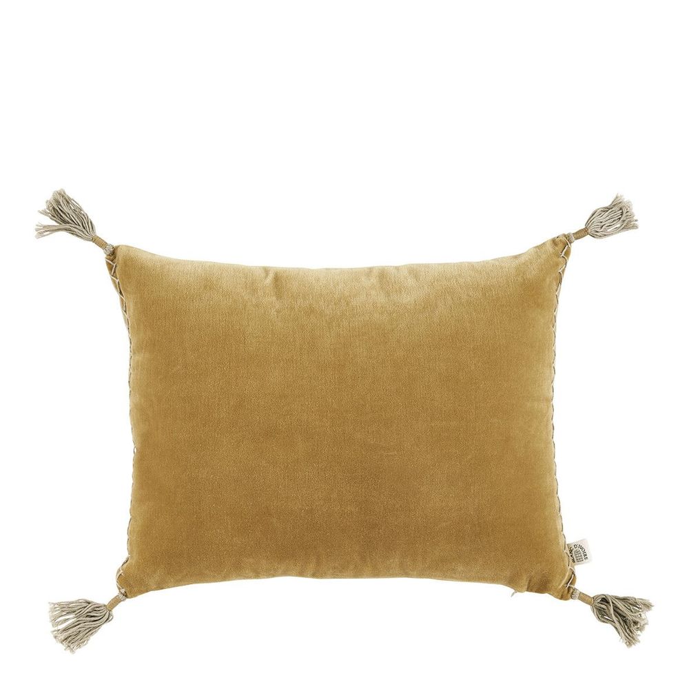 Coussins textile - Housse de coussin MATTEO en velours de coton et lin - Safran - 30 x 40 cm - BLANC D'IVOIRE