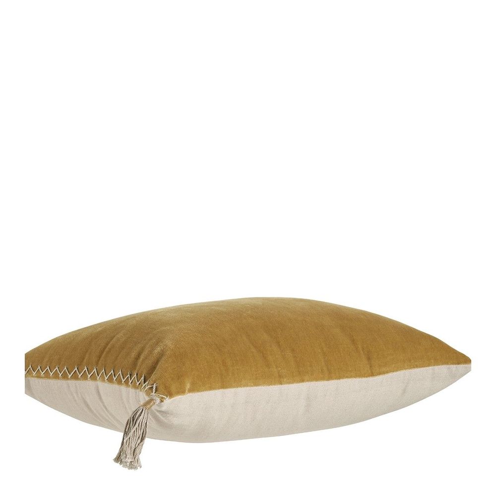 Coussins textile - Housse de coussin MATTEO en velours de coton et lin - Safran - 30 x 40 cm - BLANC D'IVOIRE