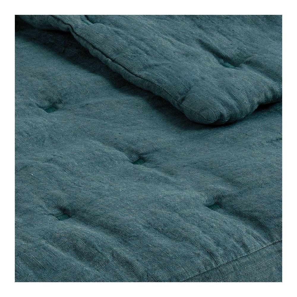 Linge de lit - Couvre-lit CHLOÉ en lin lavé - Pétrole - 230 x 180 cm - BLANC D'IVOIRE