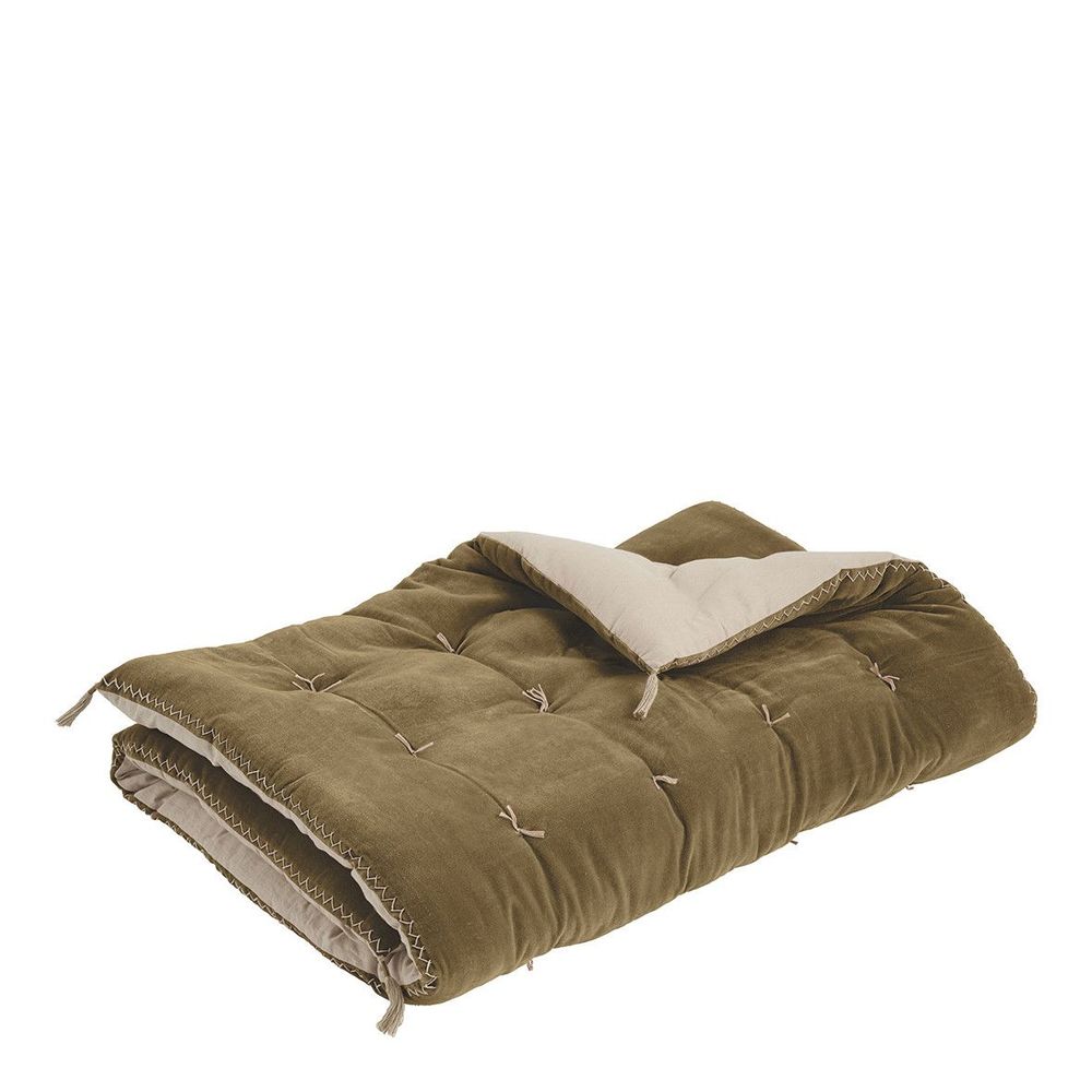 Canapés - Futon MATTEO en velours de coton et lin - Taupe - BLANC D'IVOIRE