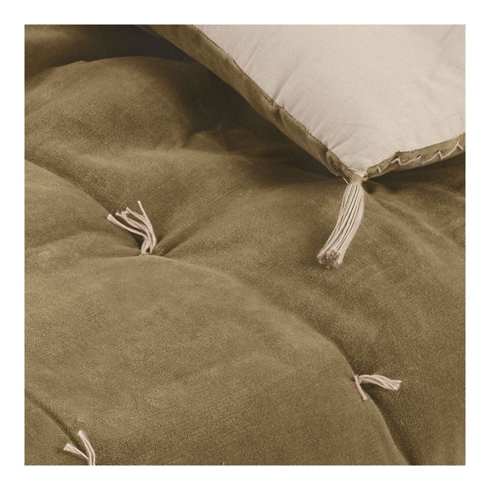Canapés - Futon MATTEO en velours de coton et lin - Taupe - BLANC D'IVOIRE