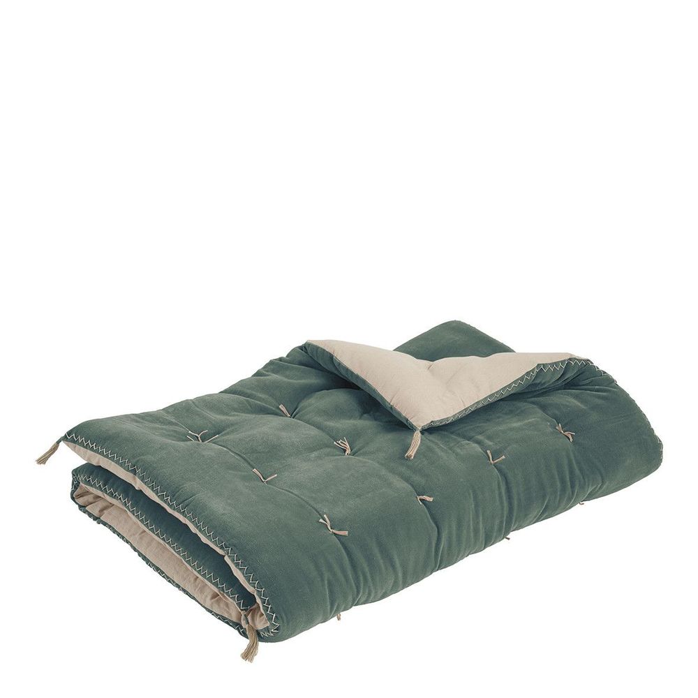 Canapés - Futon MATTEO en velours de coton et lin - Céladon - BLANC D'IVOIRE