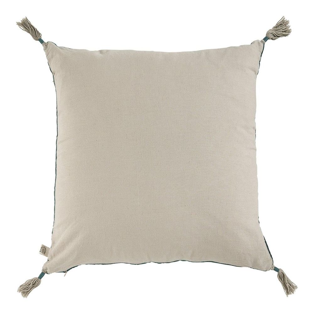 Fabric cushions - MATTEO cushion cover in cotton and linen velvet - Petrol - 50 x 50 cm - BLANC D'IVOIRE