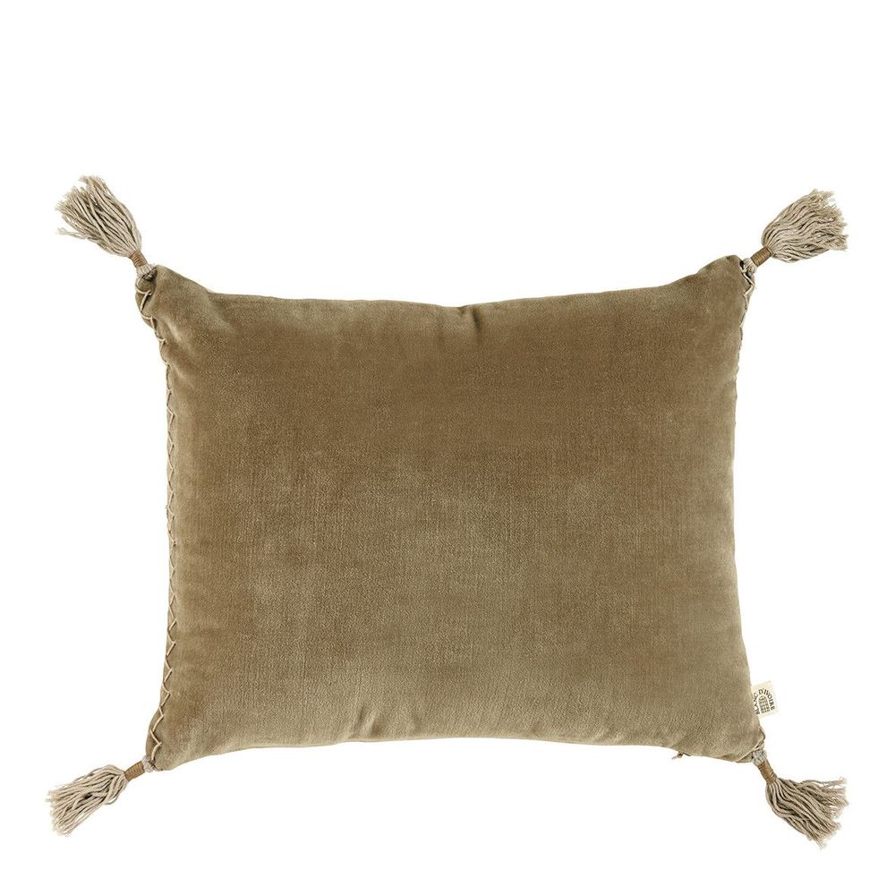 Coussins textile - Housse de coussin MATTEO en velours de coton et lin - Taupe - 30 x 40 cm - BLANC D'IVOIRE