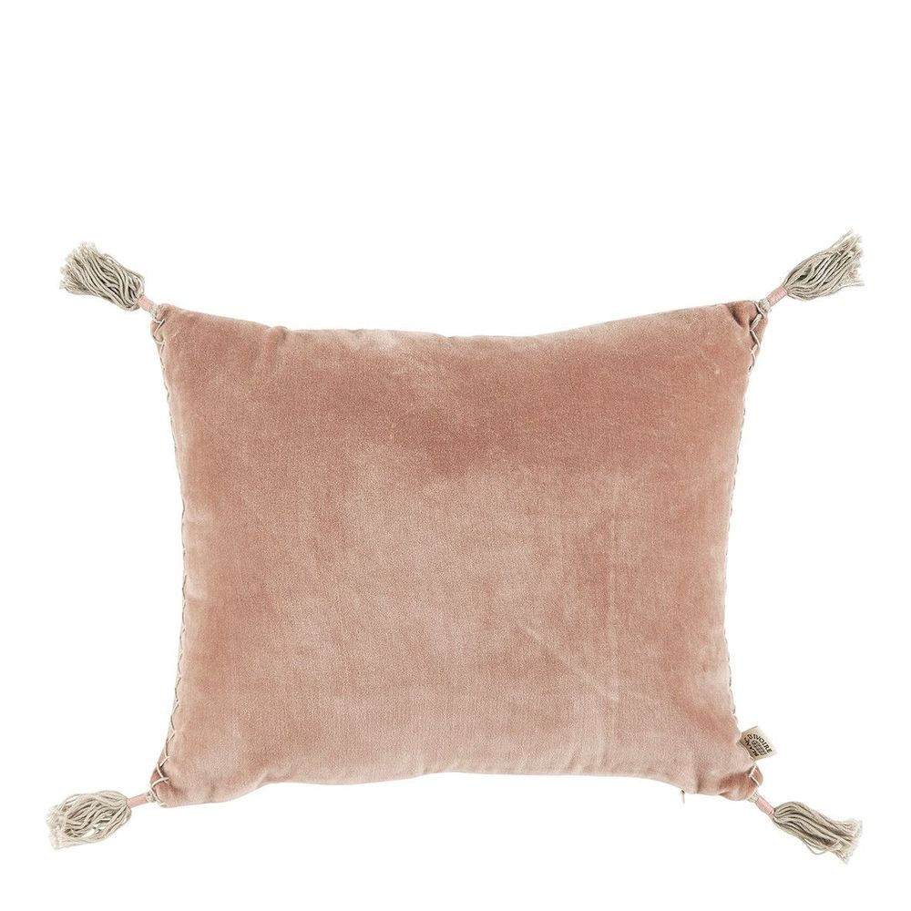 Coussins textile - Housse de coussin MATTEO en velours de coton et lin - Rose - 30 x 40 cm - BLANC D'IVOIRE