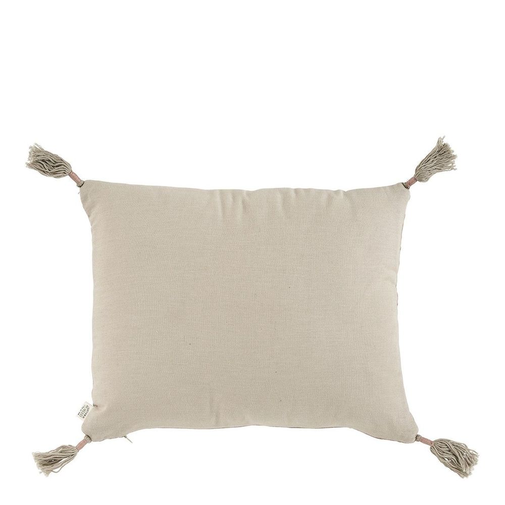 Coussins textile - Housse de coussin MATTEO en velours de coton et lin - Rose - 30 x 40 cm - BLANC D'IVOIRE