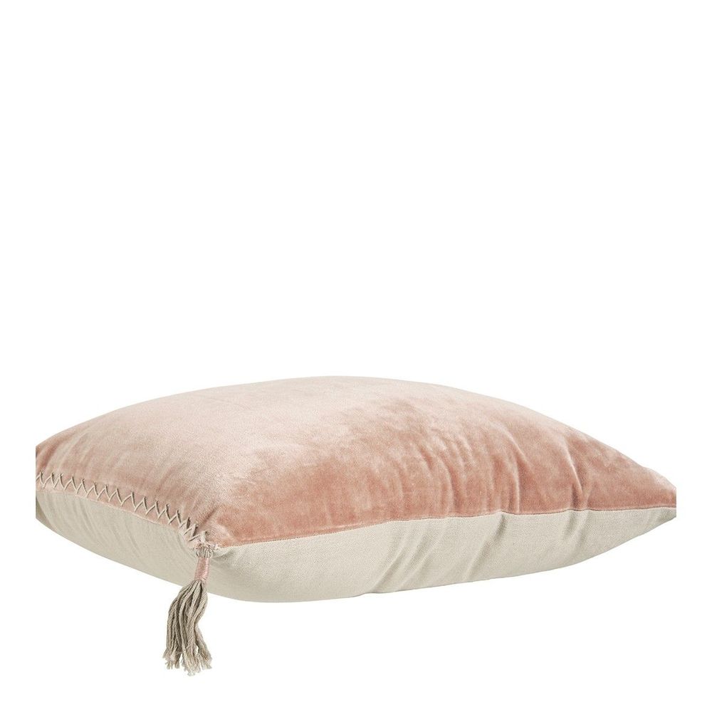 Coussins textile - Housse de coussin MATTEO en velours de coton et lin - Rose - 30 x 40 cm - BLANC D'IVOIRE