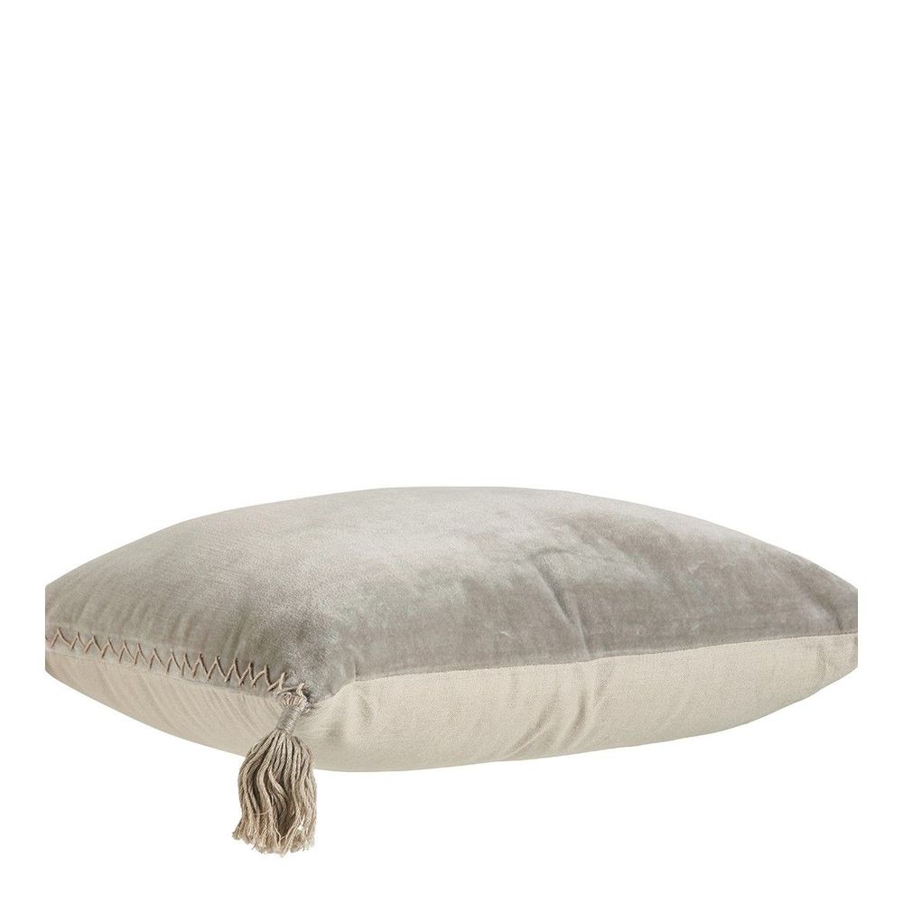 Coussins textile - Housse de coussin MATTEO en velours de coton et lin - Gris - 30 x 40 cm - BLANC D'IVOIRE