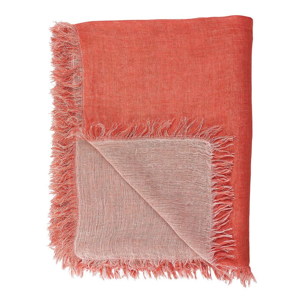 Throw blankets - LEA linen plaid - Burnt orange - BLANC D'IVOIRE