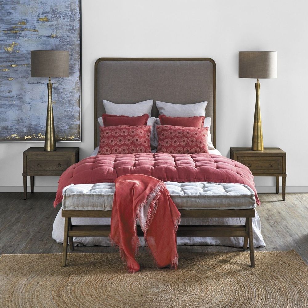 Throw blankets - LEA linen plaid - Burnt orange - BLANC D'IVOIRE