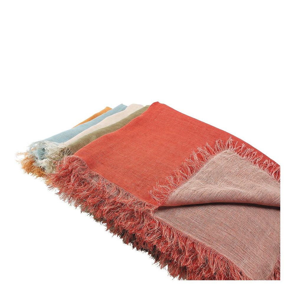 Throw blankets - LEA linen plaid - Burnt orange - BLANC D'IVOIRE