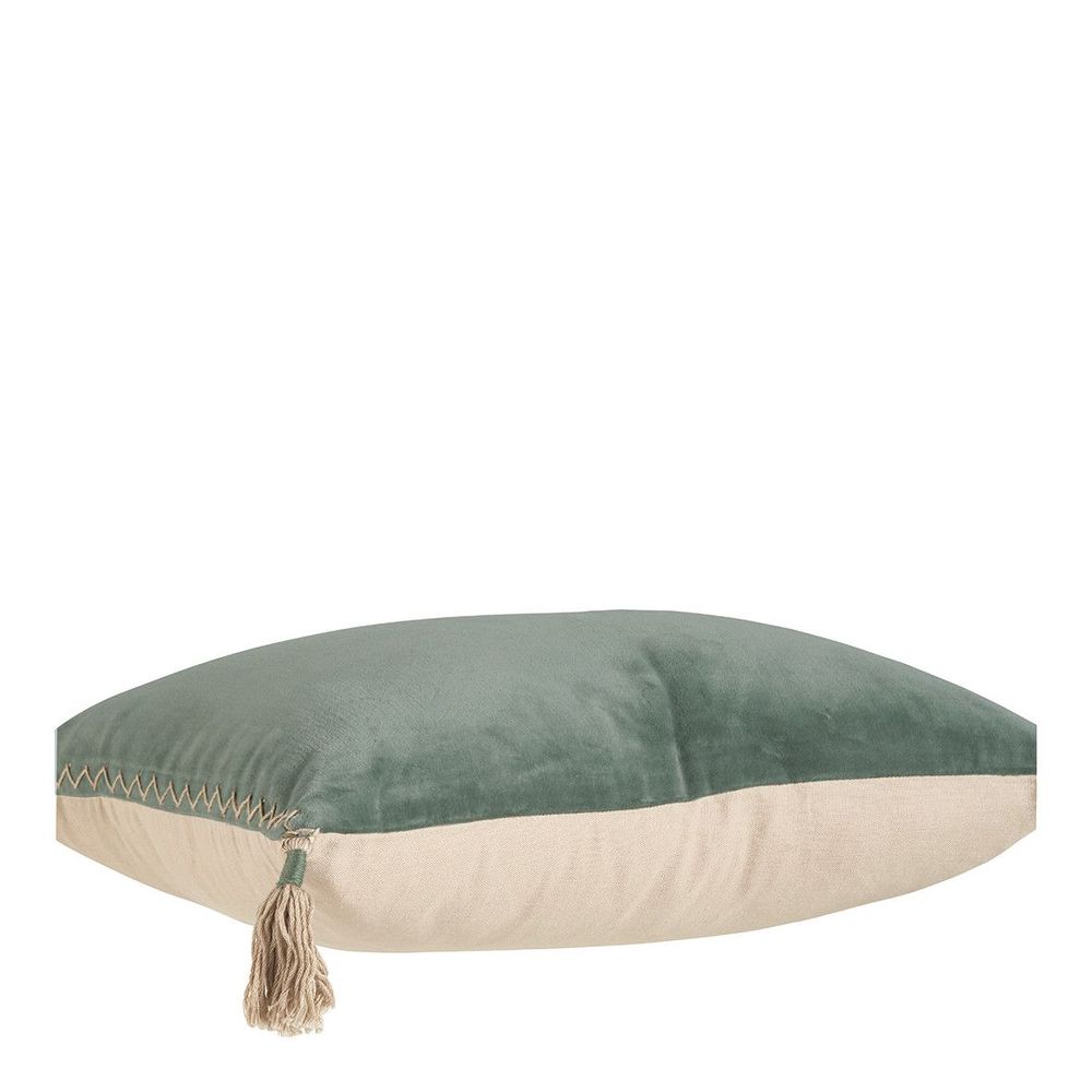 Cushions - MATTEO velvet and linen cushion - Celadon - BLANC D'IVOIRE