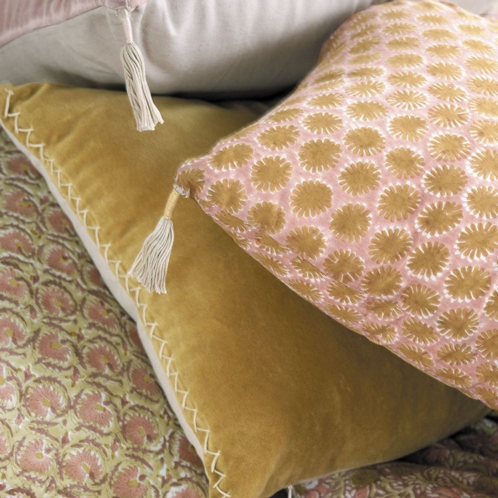 Coussins - Coussin FLORA coton - Rose - BLANC D'IVOIRE