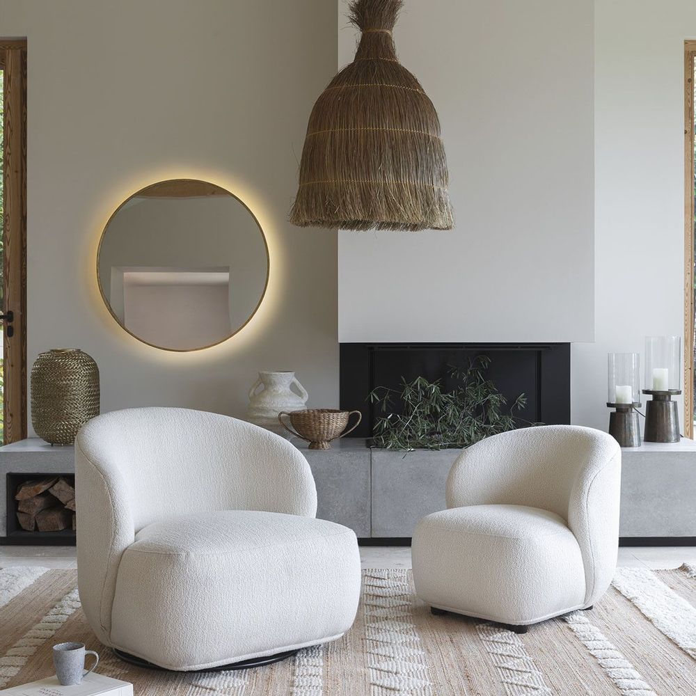 Hanging lights - PALMA suspension in sugar cane fiber - ø 51 cm - BLANC D'IVOIRE