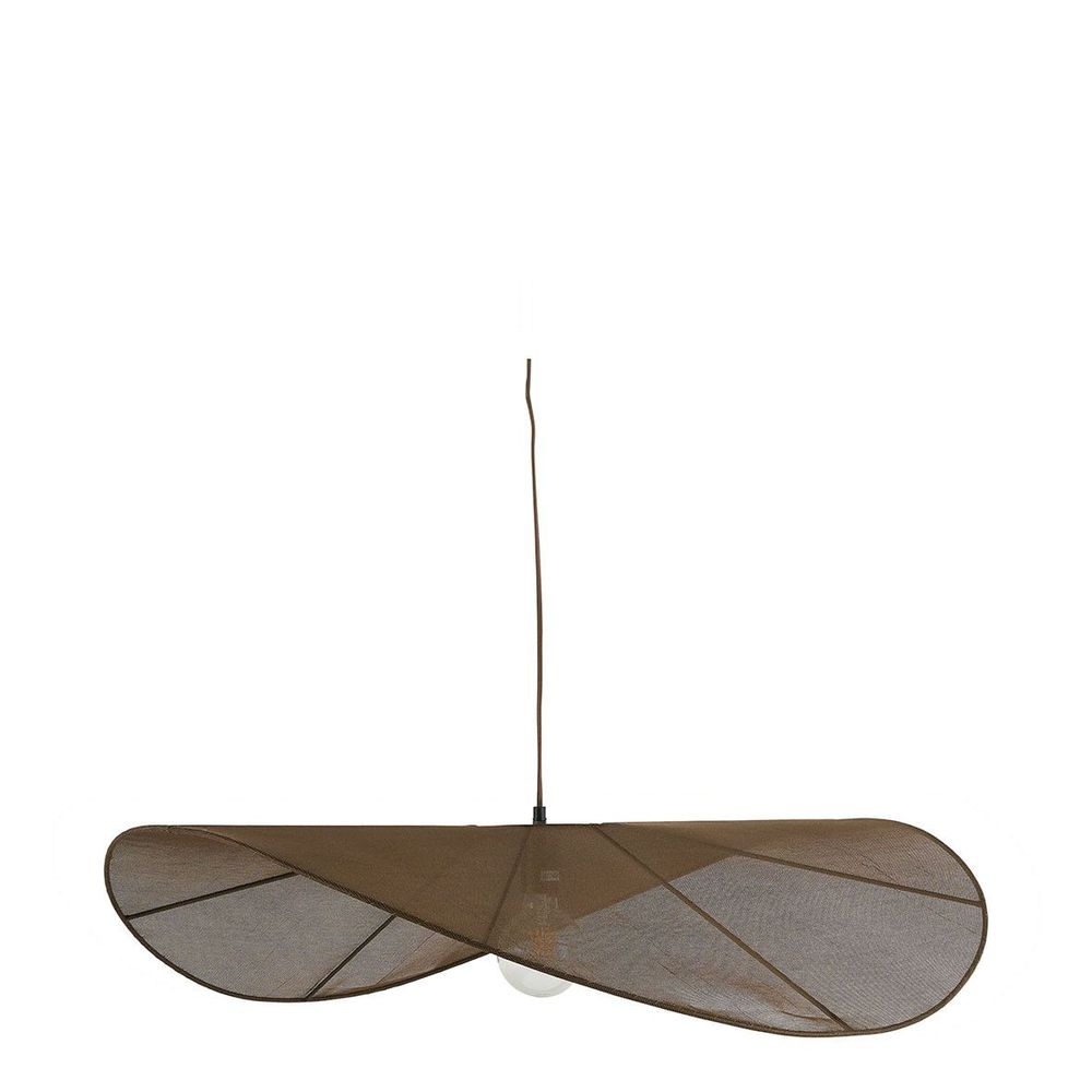 Hanging lights - ALBA pendant light in brown weave - ø 90 cm - BLANC D'IVOIRE