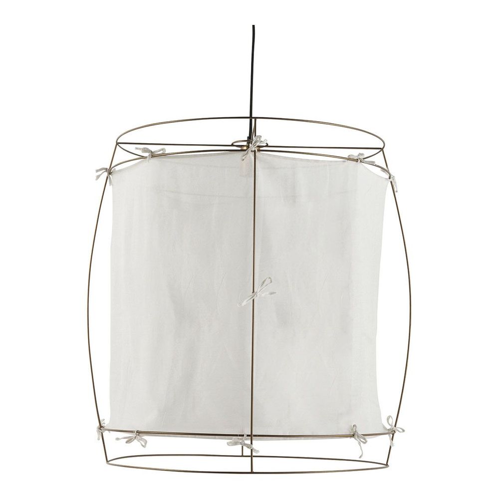 Suspensions - Suspension JADE en tissu blanc et métal doré finition laiton - Grand modèle - H. 75 cm - BLANC D'IVOIRE