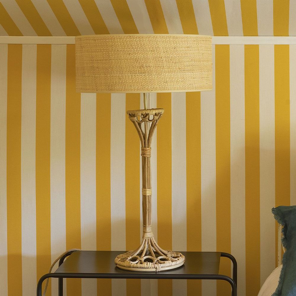 Table lamps - SALOME rattan lamp base - BLANC D'IVOIRE