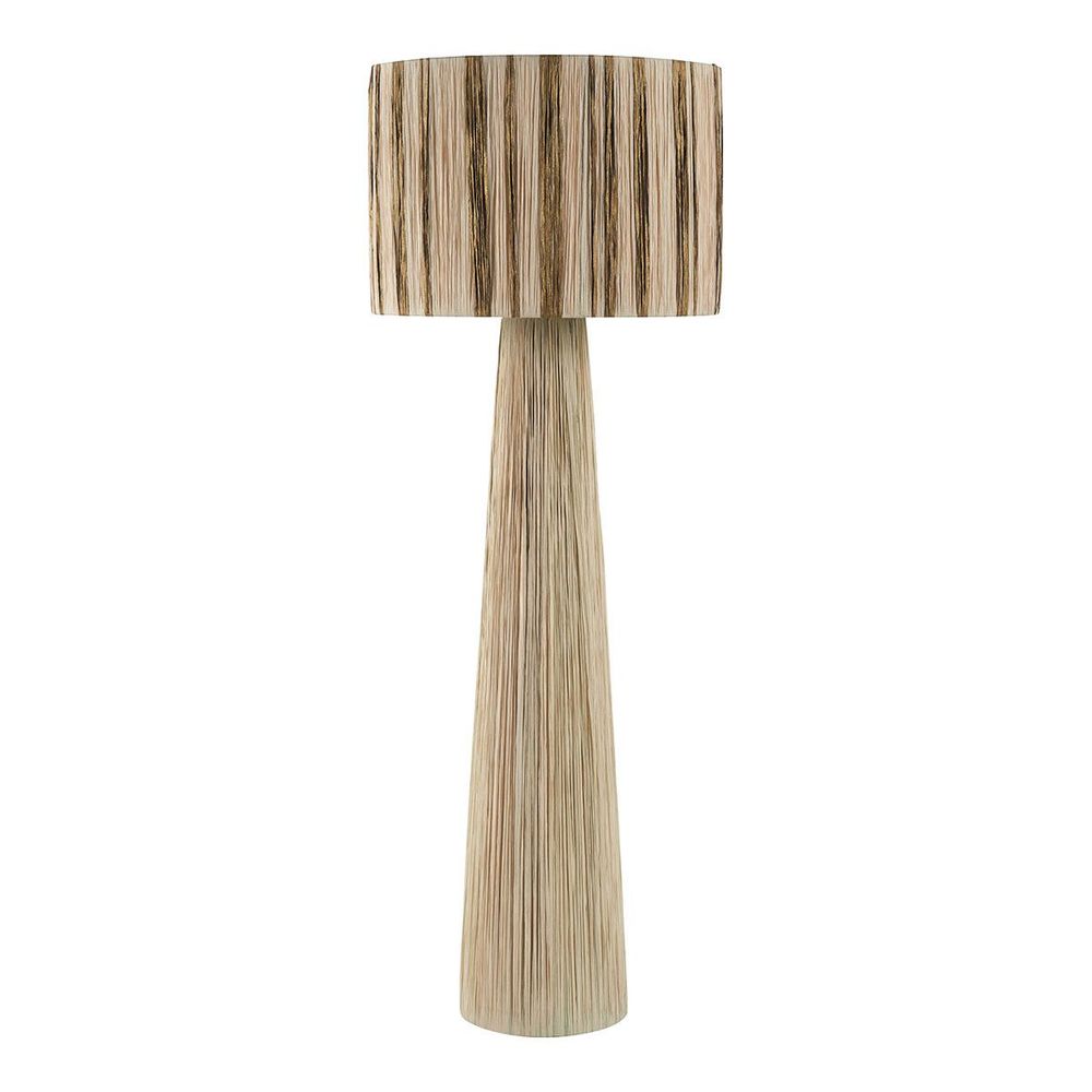 Lampadaires - Lampadaire NIA en raphia - Abat-jour doré et naturel - ø 50 x 140 cm - BLANC D'IVOIRE