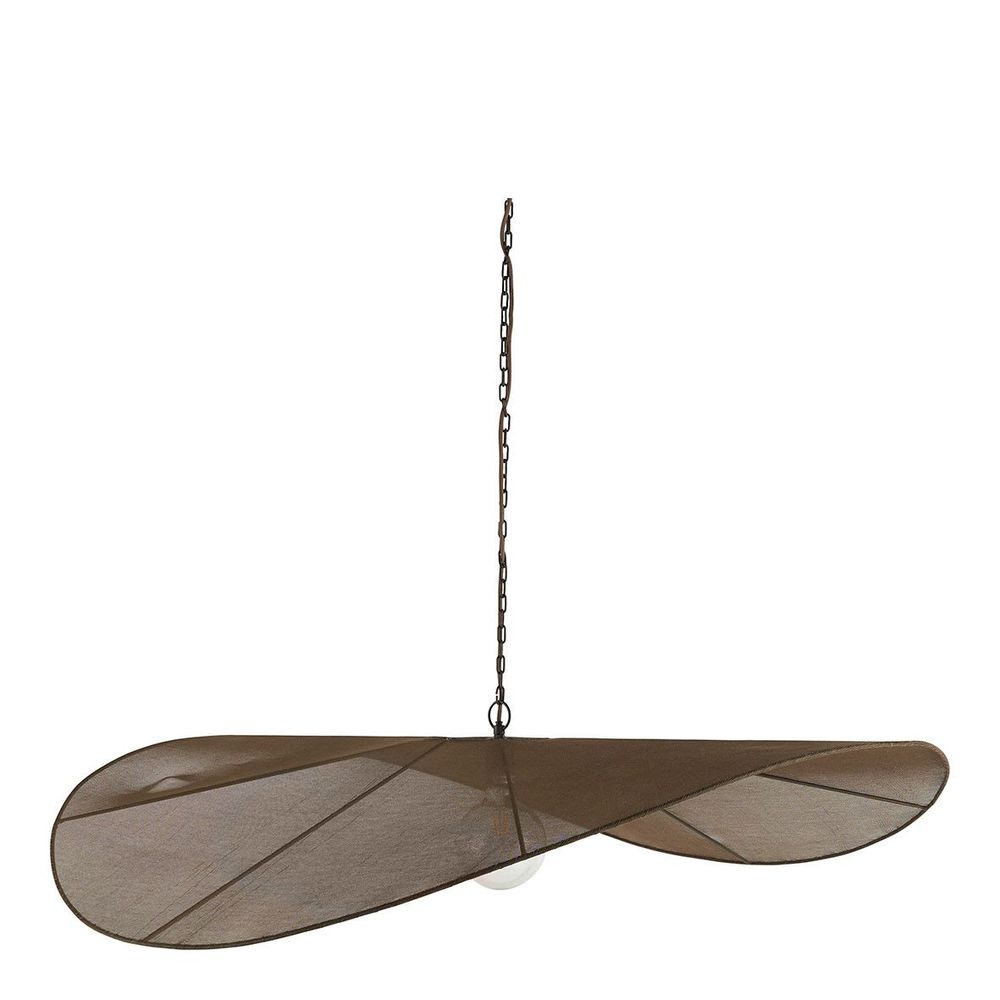 Hanging lights - ALBA pendant light in brown weave - ø 120 cm - BLANC D'IVOIRE