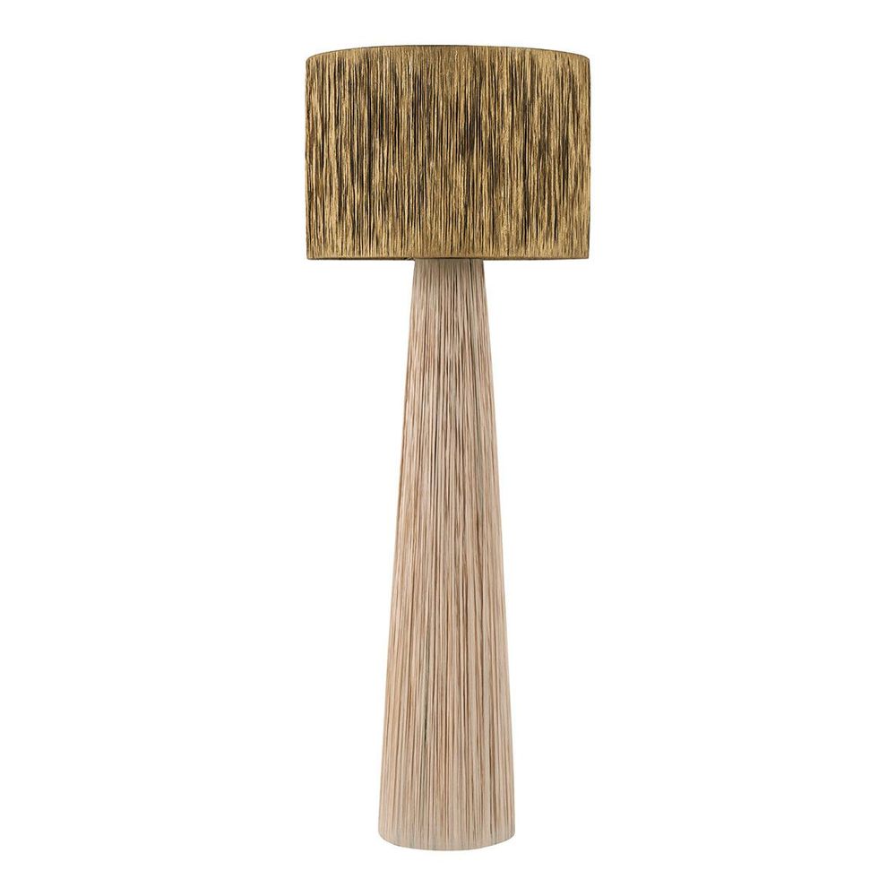 Lampadaires - Lampadaire NIA en raphia - Abat-jour doré - ø 50 x 140 cm - BLANC D'IVOIRE