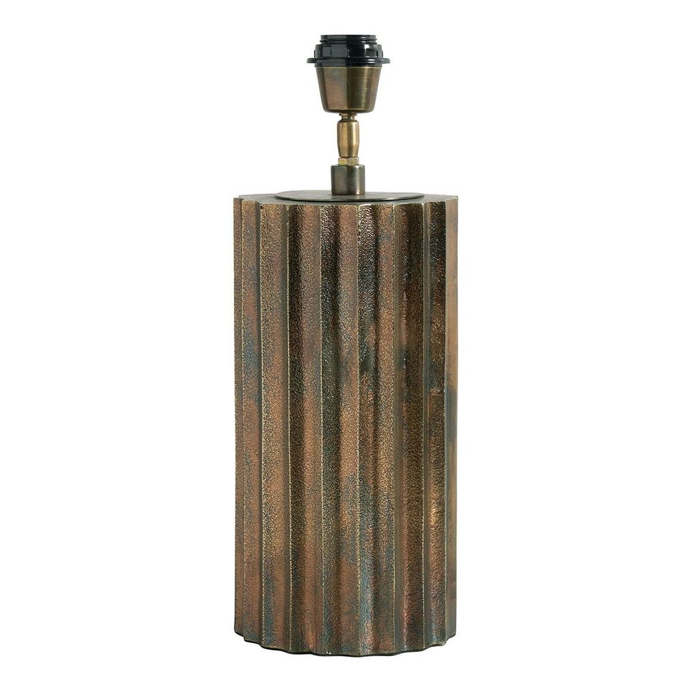 Lampes à poser - Pied de lampe ATHENA en métal finition laiton antique - ø 15 x 33 cm - BLANC D'IVOIRE